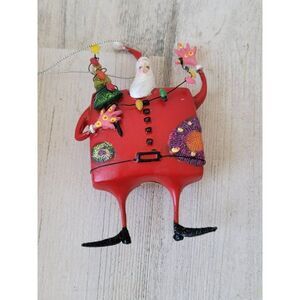Abstract Santa glitter fat tree ornament Xmas decor